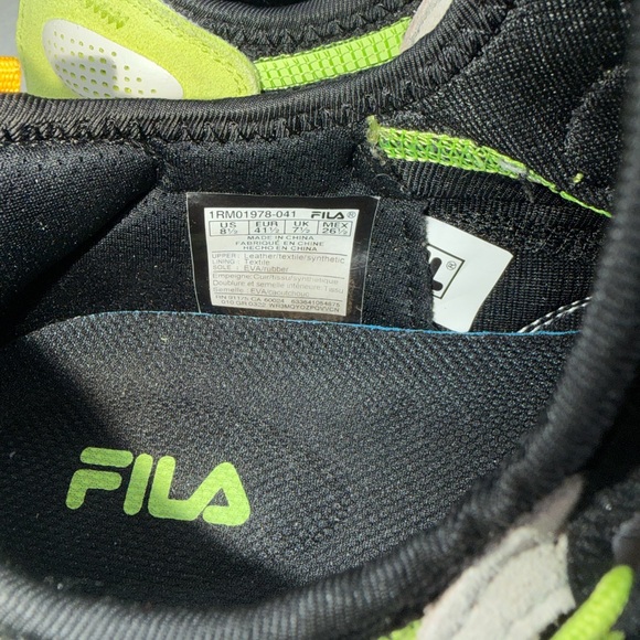 Fila Multi-Panel Athletic Sneakers in Black, Gray, Cream & Neon Green main image 5